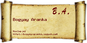 Bogyay Aranka névjegykártya
